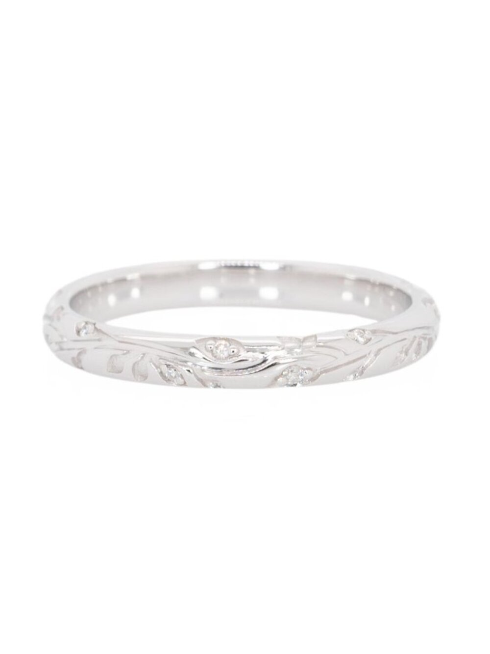 Nature-Inspired Vine Diamond Band in Solid 14K White Gold
